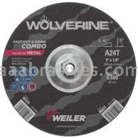 Weiler 56423 9" x 1/8" WOLVERINE Type 27 Cut/Grind Combo Wheel A24T 5/8"-11 Nut