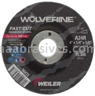Weiler 56473 4" x 1/4" Wolverine Type 27 Grinding Wheel A24R 5/8" AH