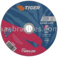 Weiler 57023 7" x .060" TIGER AO Type 1 Cut-Off Wheel A60T 7/8" AH