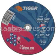 Weiler 57075 4" x .035" TIGER AO Type 1 Cut-Off Wheel A60T 1/4" AH