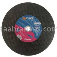 Weiler 57089 16" x 1/8" TIGER AO Type 1 Large Cutting Wheel A30R 1" AH Stationary Saw