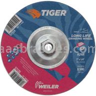 Weiler 57124 7" x 1/4" TIGER AO Type 27 Grinding Wheel A24R 5/8"-11 Nut