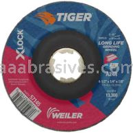 Weiler 57145 4-1/2" x 1/4" TIGER AO Type 27 Grinding Wheel A24R X-LOCK Arbor Hole