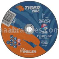 Weiler 58013 4" x .035" Tiger Zirc Type 1 Cut-Off Wheel Z60T 3/8" AH