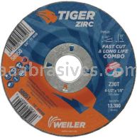 Weiler 58051 4-1/2" x 1/8" TIGER ZIRC Type 27 Cut/Grind Combo Wheel Z30T 7/8" AH