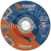 Weiler 58053 5" x 1/8" TIGER ZIRC Type 27 Cut/Grind Combo Wheel Z30T 7/8" AH
