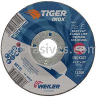 Weiler 58115 4-1/2" x 1/8" TIGER INOX Type 27 Cut/Grind Combo Wheel INOX30T 7/8" AH