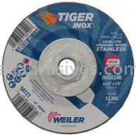 Weiler 58120 4-1/2" x 1/4" TIGER INOX Type 27 Grinding Wheel INOX24R 5/8"-11 Nut