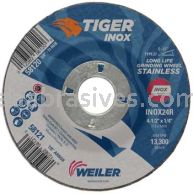 Weiler 58121 4-1/2" x 1/4" TIGER INOX Type 27 Grinding Wheel INOX24R 7/8" AH