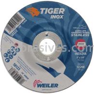 Weiler 58123 5" x 1/4" TIGER INOX Type 27 Grinding Wheel INOX24R 7/8" AH