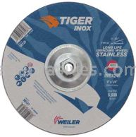 Weiler 58126 9" x 1/4" TIGER INOX Type 27 Grinding Wheel INOX24R 5/8"-11 Nut