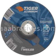 Weiler 58229 6" x 1/4" TIGER ALUMINUM Type 27 Grinding Wheel ALU24R 7/8 AH