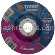 Weiler 58317 5 x 1/8 TIGER CERAMIC Type 27 Cut/Grind Combo Wheel CER30T 7/8 AH
