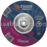 Weiler 58322 7 x 1/8 TIGER CERAMIC Type 27 Cut/Grind Combo Wheel CER30T 5/8-11 Nut