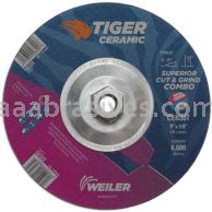 Weiler 58324 9" x 1/8" TIGER CERAMIC Type 27 Cut/Grind Combo Wheel CER30T 5/8-11 Nut