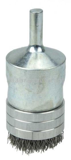 Weiler 11115 1" Banded Crimped Wire End Brush .0104" Stainless Steel Fill