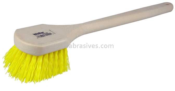 Weiler 79109 20" Utility Scrub Brush Yellow Polypropylene Fill Long Handle Foam Block