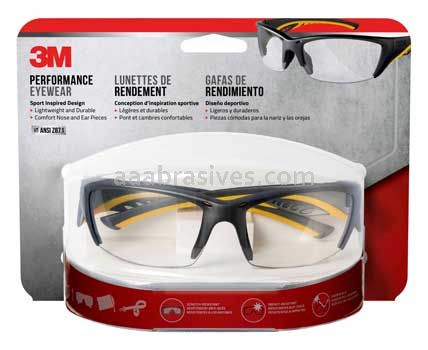 3M™ 7100158601 Safety Eyewear 90212-HZ4 Gray Frame Yellow Accent Clr/AF & Scratch Resistant Lens