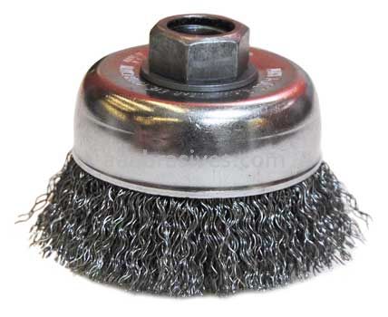 Weiler 13245 3" Crimped Wire Cup Brush .014" Steel Fill 5/8"-11 UNC Nut