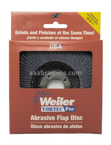 Weiler 30828 - 4-1/2" 36Z, 7/8" A.H., Vortec Pro Abrasive Flap Disc, Phenolic Backing - 012382308285