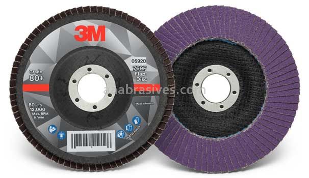 3M&trade; 7100178123 5 x 7/8 80+ Grit 769F T29 Flap Disc