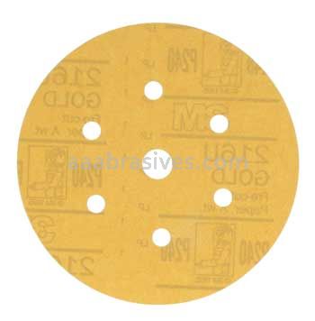 3M™ 7000119697 6" P240 Grit 216U Hookit™ Gold Dust Free Sanding Disc 01077