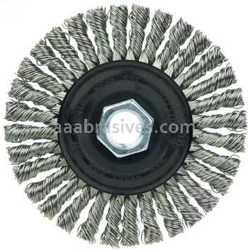 Weiler 36219 Wolverine 4" Knot Wire Wheel Stringer Bead Twist .020" Stainless Steel Wire 5/8"-11 UNC Nut