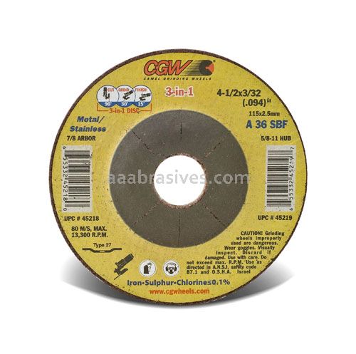 CGW 45234 7 x 3/32 (.094) x 7/8 A36S Cut / Grind Combo T27 (3mm)