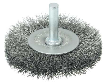 Weiler 17959 2-1/2" Stem-Mounted Crimped Wire Radial Wheel .008" Steel Fill 1/4" Stem