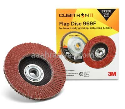 3M™ 7100109866 4-1/2 x 5/8-11 40+ Grit 969F T27 Cubitron™ II Flap Disc