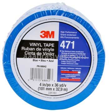 3M&trade; 7010312448 Vinyl Tape 471 Blue 4" x 36 yards