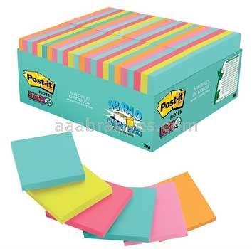 Post-it&trade; Super Sticky Notes 654-6SSMIA 3 in x 3 in Miami Collection 3M 7100088871