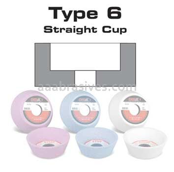 5x1-1/2x1-1/4, Grinding Wheel, T-6, Vitrified, WA-46-J-V, White Premium A/O