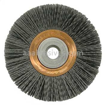 Weiler 31275 4" Heavy-Duty Narrow Face Nylox Wheel .040/120 SC Crimped Fill 5/8"-1/2" Arbor Hole