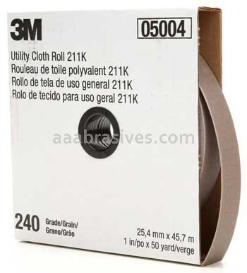 3M&trade; 7000118346 1 x 50 yds 240 Grit J-weight 211K Utility Cloth Roll
