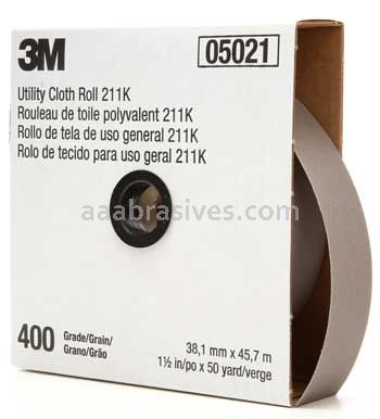 3M™ 7000118354 1-1/2 x 50 yds 400 Grit J-weight 211K Utility Cloth Roll