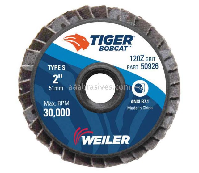 Weiler 50926 - 2" 120Z, BobCat Abrasive Flap Disc, Angled, Plastic Backing - 012382509262
