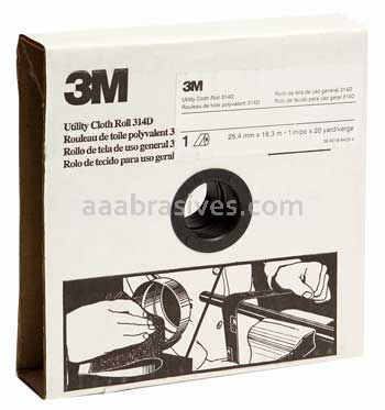3M&trade; 7000118521 1-1/2 x 20 yds P80 Grit J-weight 314D Utility Cloth Roll