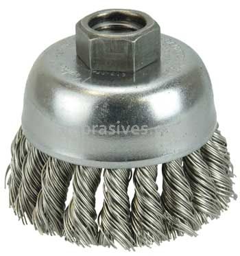 Weiler 13009 2-3/4" Single Row Knot Wire Cup Brush .014" Stainless Steel Fill 5/8"-11 UNC Nut