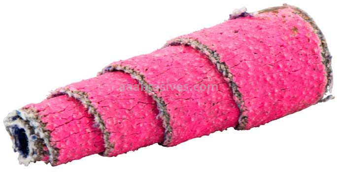 Norton 69957339791 1 x 1-1/2 x 1/8 80 Grit Ceramic Alumina Pink R928 Full-Tapered Spiral Roll