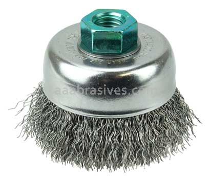 Weiler 13242 3" Crimped Wire Cup Brush .014" Steel Fill M14 x 2.0 Nut