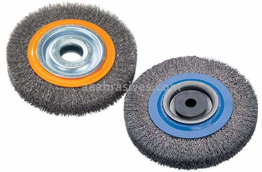 Walter 13B185 8 x 3/4 x 1-1/4 Stainless Steel Crimped Bench Grinder Brushes