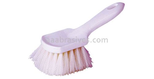8" Utility Scrub Brush, Black Nylon Fill, Short Handle, Plastic Block