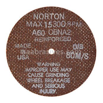 Norton 4 x .035 x 1/4 A60-OBNA2 D Sides Reinforced Type 01 Straight Wheels