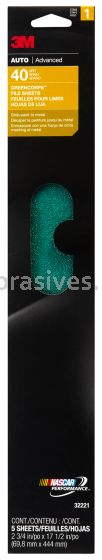 3M™ 7000119998 2-3/4 x 17 1/2 40 Grit Green Corps™ File Sheets