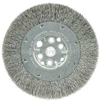 Weiler 01508 6" Maximum Density Crimped Wire Wheel .0118" Stainless Steel Fill 5/8"-1/2" Arbor Hole