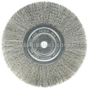 Weiler 01805 8" Narrow Face Crimped Wire Wheel .0118" Stainless Steel Fill 5/8" Arbor Hole