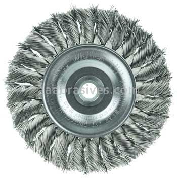 Weiler 08284 4" Standard Twist Knot Wire Wheel .0118" Stainless Steel Fill 1/2"-3/8" Arbor Hole