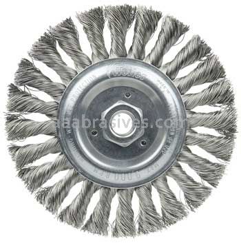 Weiler 08346 6" Standard Twist Knot Wire Wheel .016" Stainless Steel Fill 5/8"-11 UNC Nut