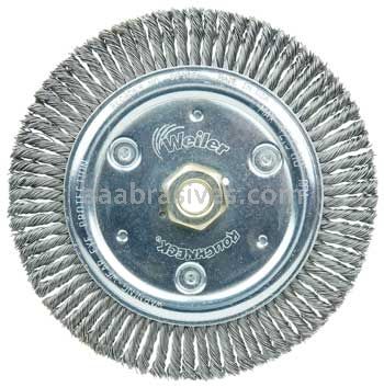 Weiler 09100 Roughneck Sr. 7" Root Pass Weld Cleaning Brush .020" Steel Wire Fill 5/8"-11 UNC Nut